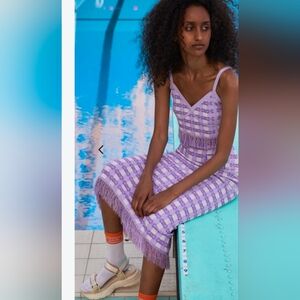 Baum Und Pfergarten 'Callis' violet check fringe skirt